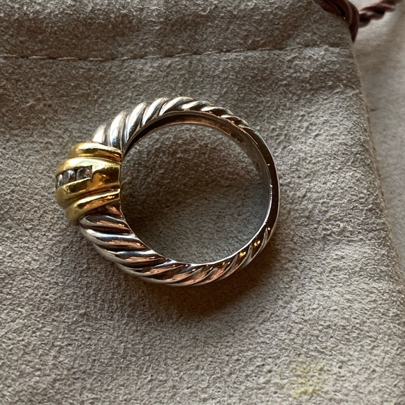 David Yurman Vintage Cable Classics Diamond Dome Ring Sterling & 18K Gold - Picture 4 of 11